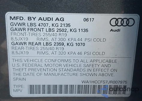 2018 Audi Q3 2.0T Premium/2.0T Sport Premium from USA, damaged, VIN WA1HCCFS7JR007975